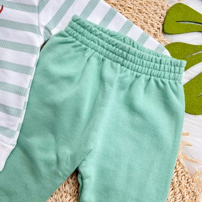 Conj. Casaco My Favourite Place is with you! e Calça de Moletom - Verde e Off White